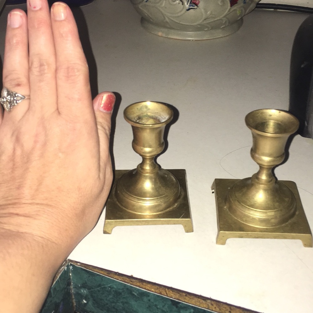Brass candle holder 2 pc - Picture 3 of 3